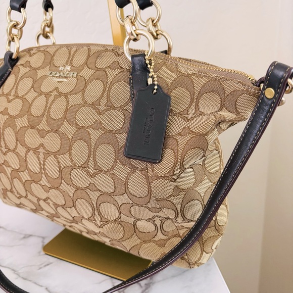 Coach Brown Signature Small Kelsey Satchel Tote Bag F36625 - Picture 3 of 13